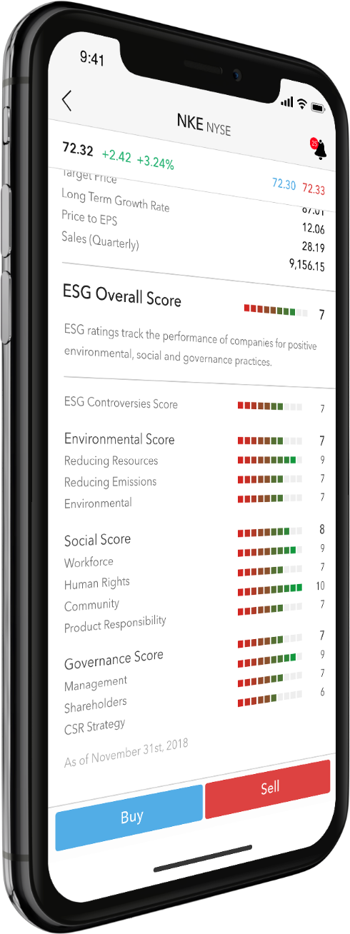 iPhone exibindo exemplo de tela ESG