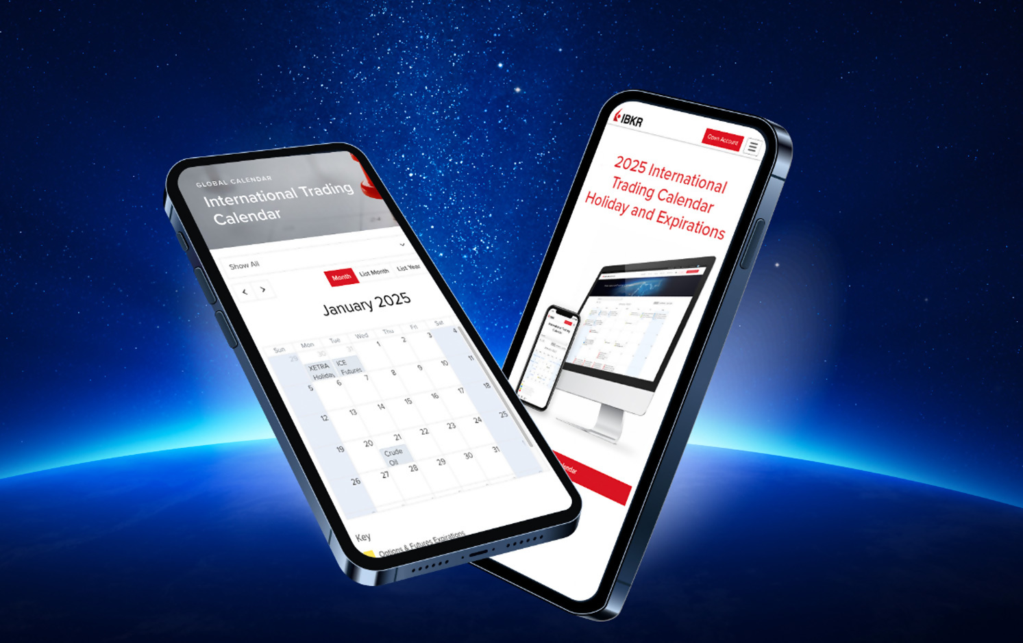 Mobile Phones with 2024 Calendar App on screens